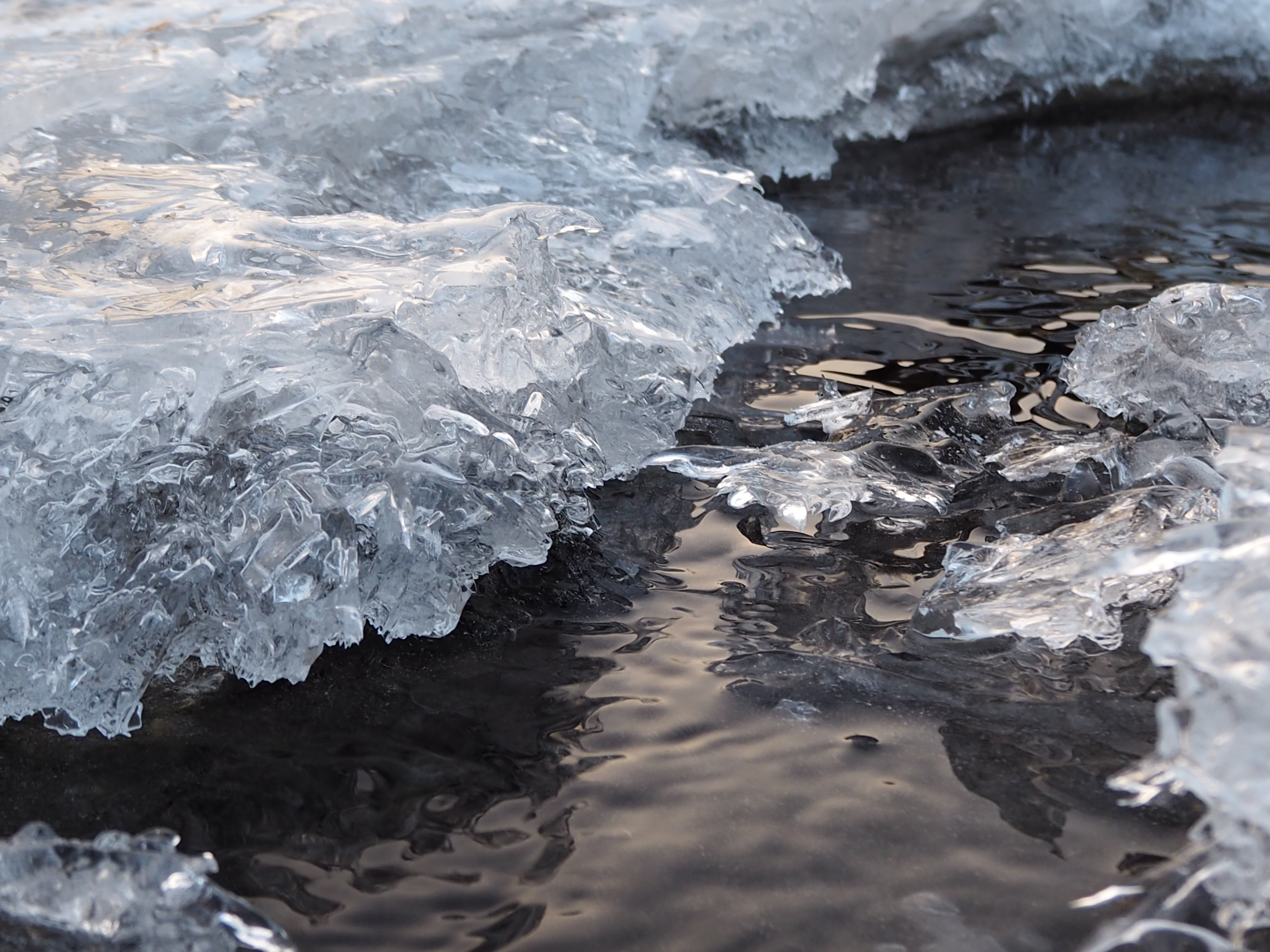 Кусочки льда на реке. Талая вода. Лед. Вода со льдом. Таяние воды.