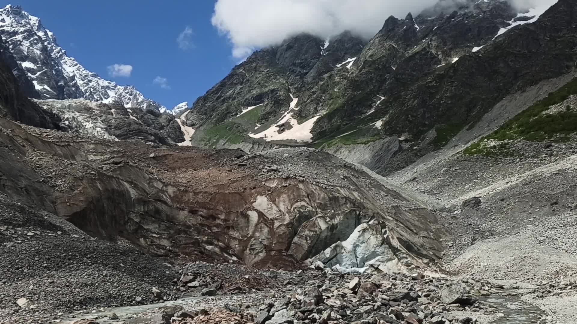 Ледник колка Северная Осетия сход ледника