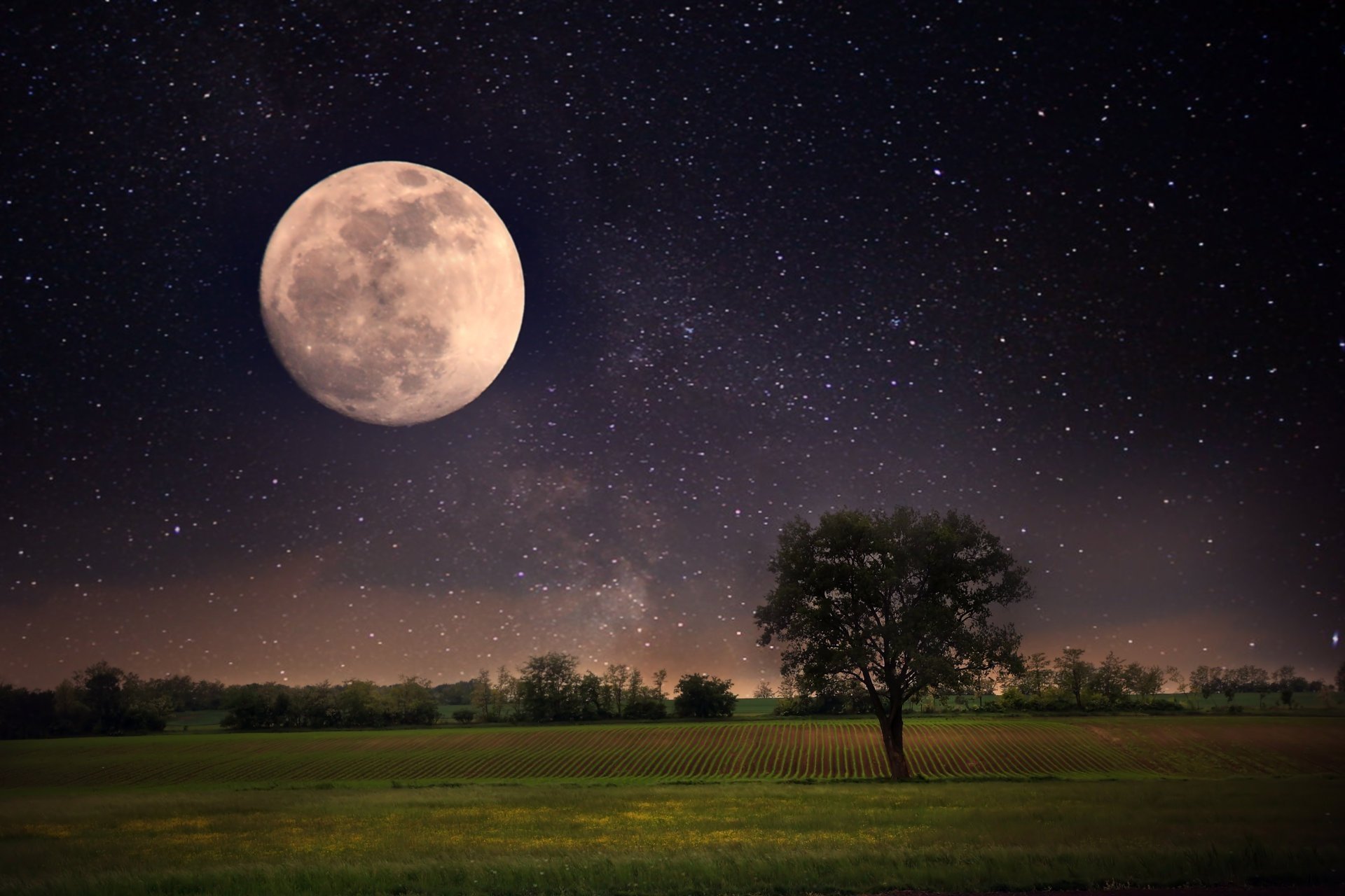 Ночное небо с луной и звездами - 61 фото