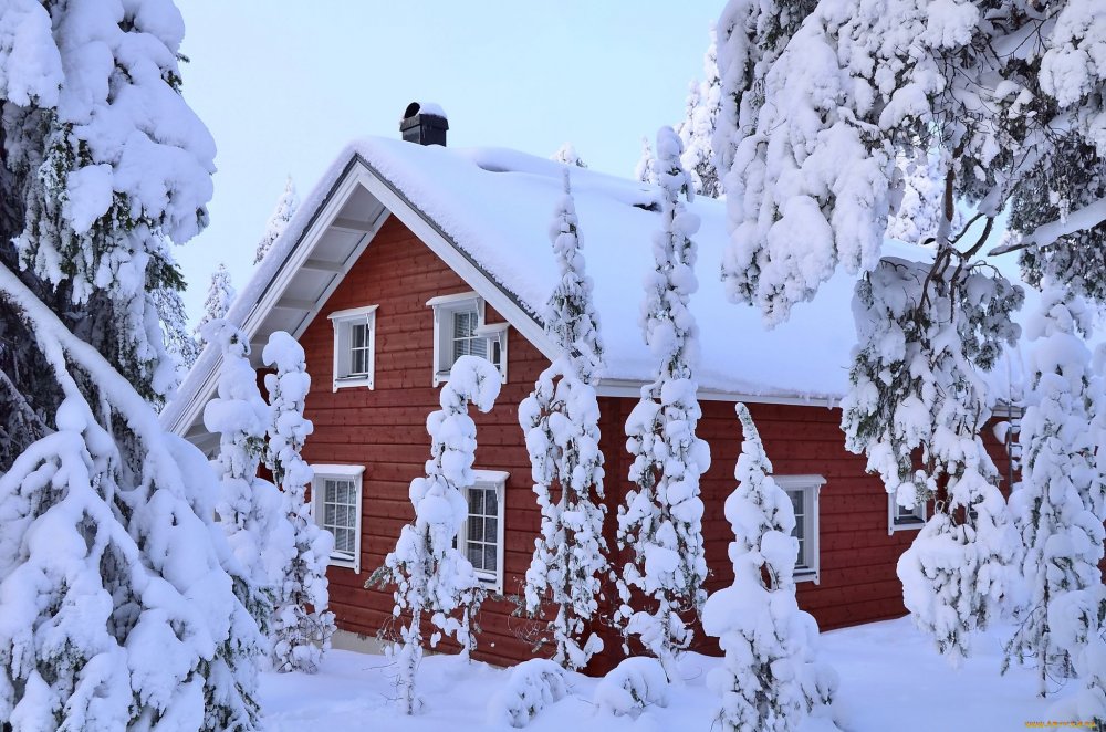 Фото дома, красивые, снег (74 фотографии)