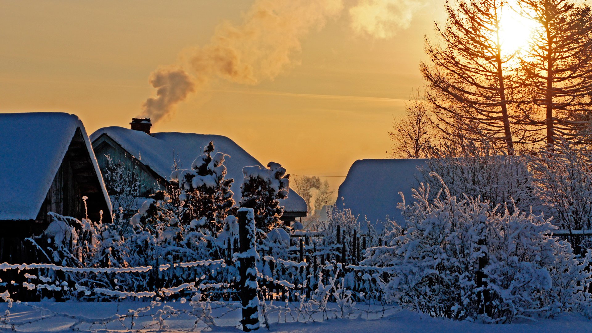 Природа зима деревня