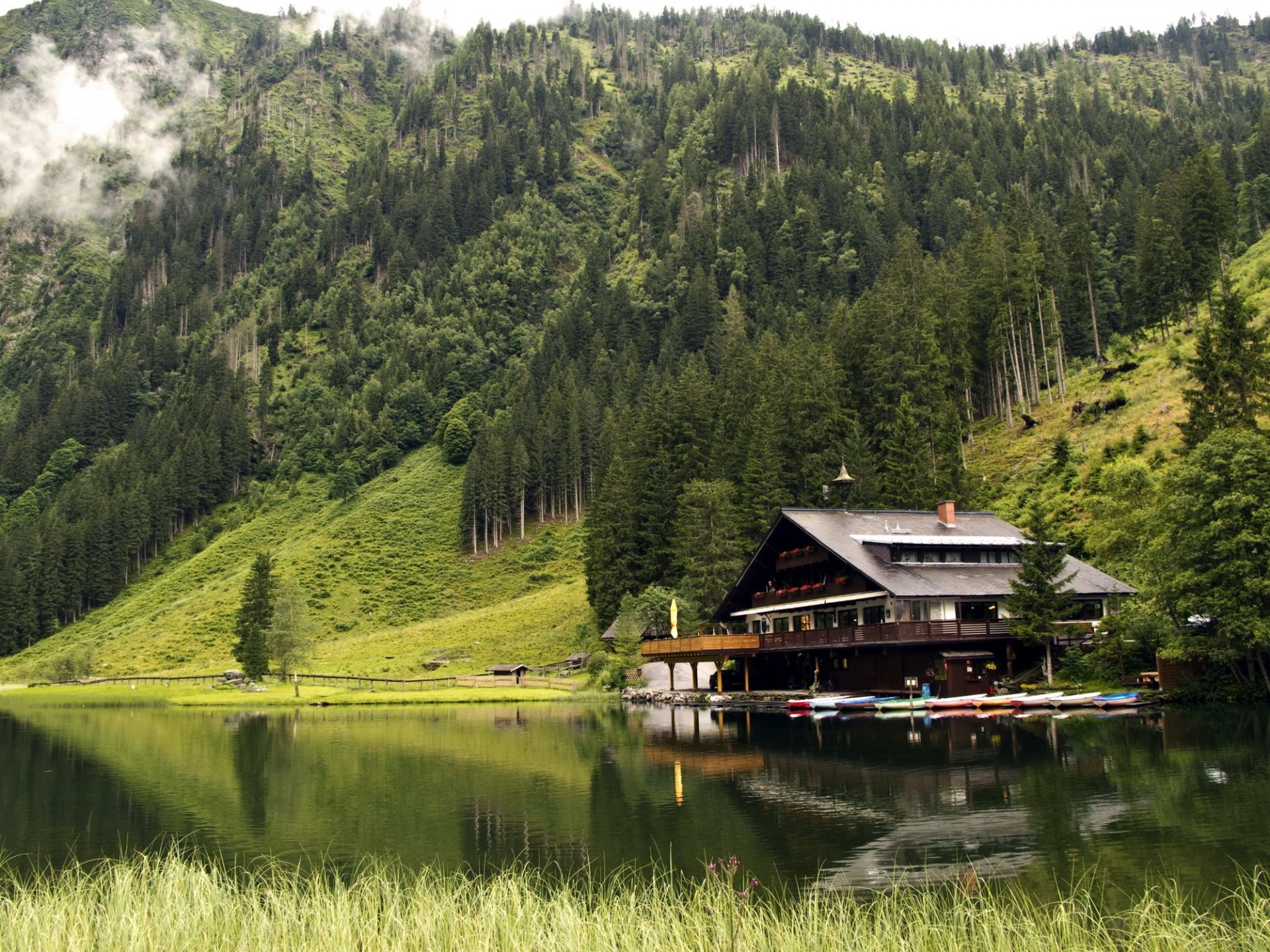 гора река дом (88) фото