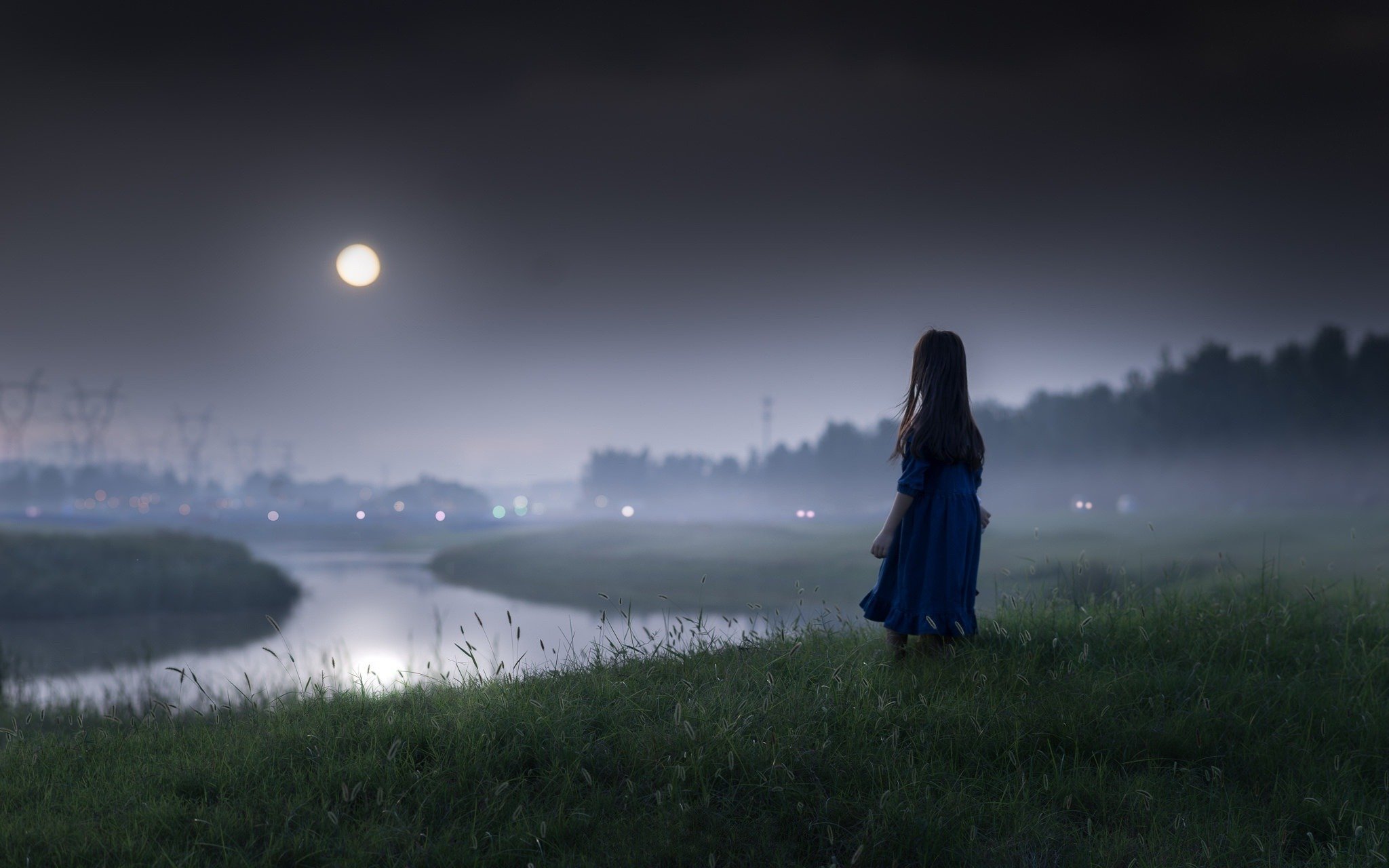 Луна туман песня. Девушка и ночь. Девушка в тумане. Поле туман девушка. Одиночество ночь девушка.