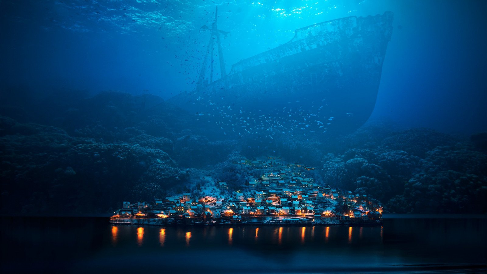 Подводный мир ночью