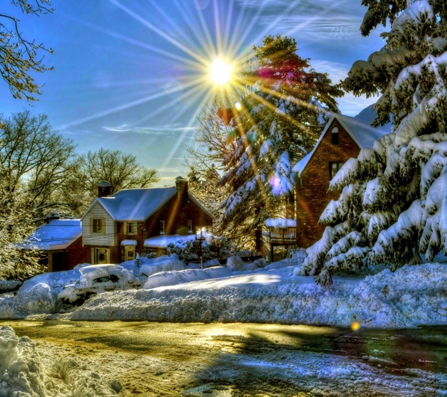 С новым солнечным днем. Открытки с зимним пейзажем. Солнечное зимнее утро в деревне. Доброе утро зимний пейзаж. Зима солнце деревня.