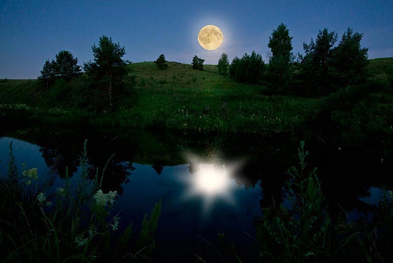 Ночь река Луна