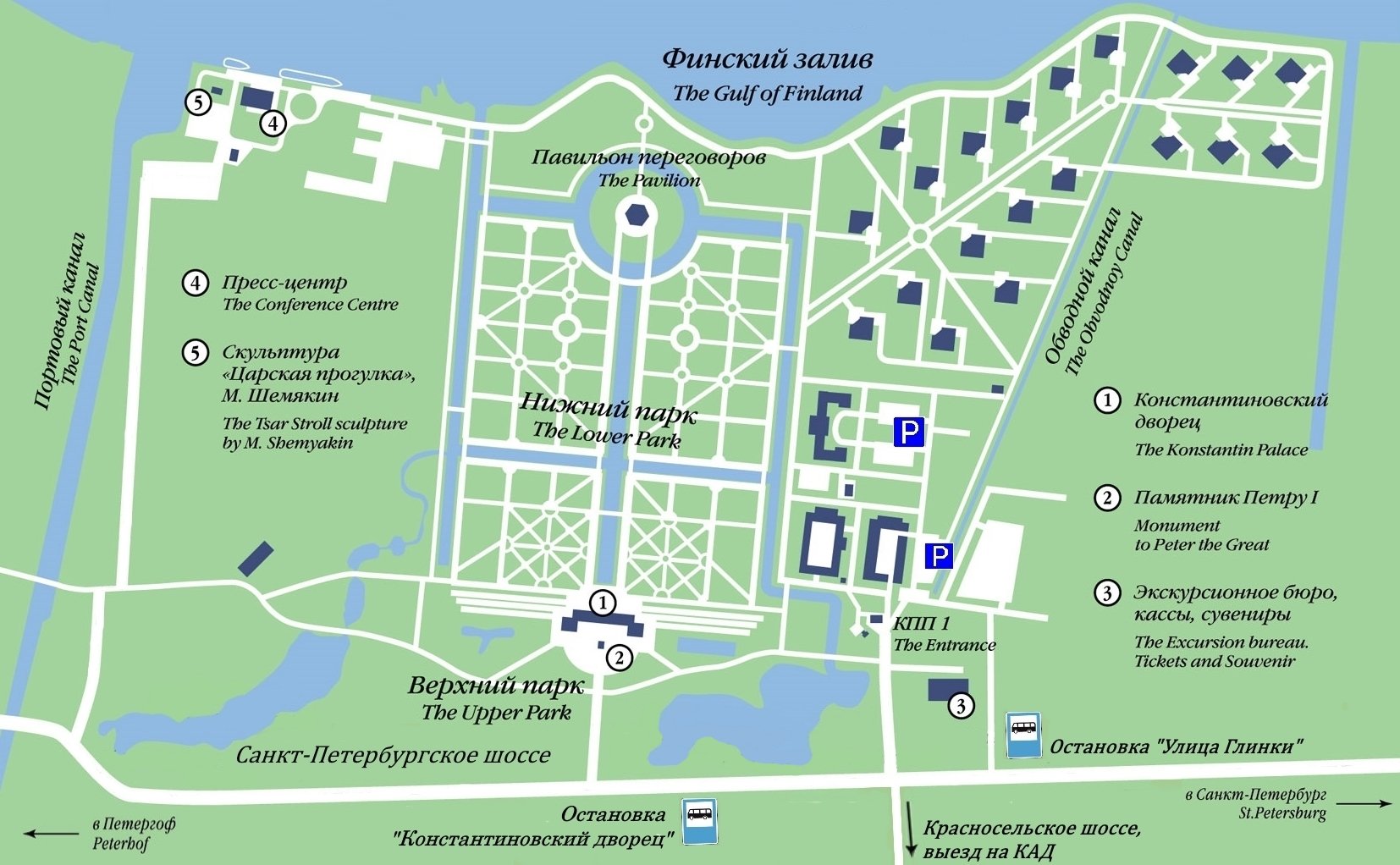 Константиновский дворец в Стрельне план