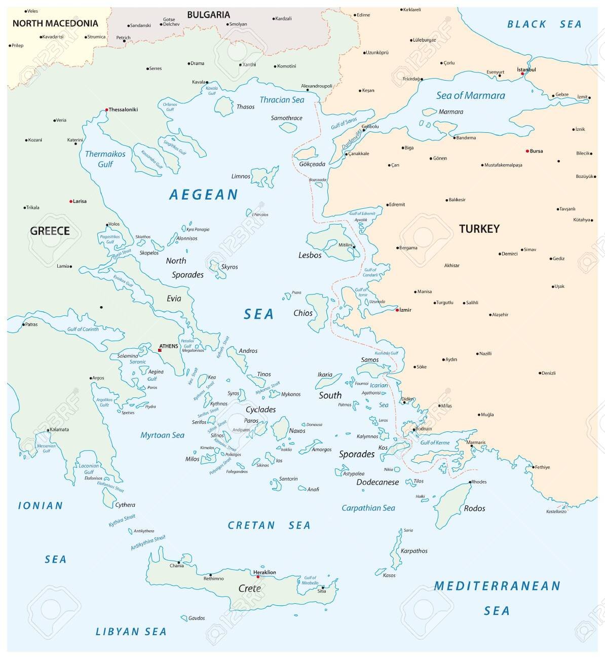 эгейское море на карте