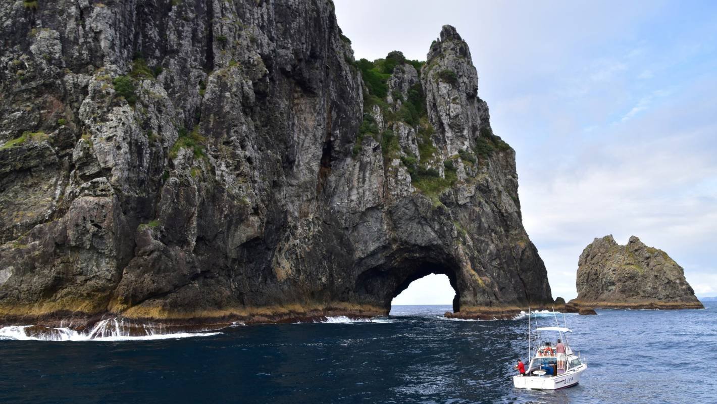 Скала 43. Rock Bay. Hole in the Rock New Zealand. Hole in the Rock Cruise New Zealand. I build a famous Island.