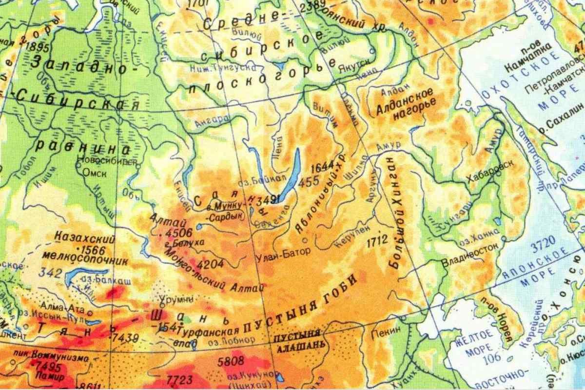 Алтай саяны физическая карта