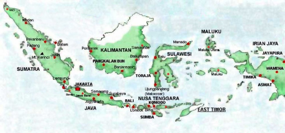 Ява и Суматра Индонезия карта