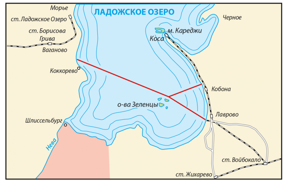 Карта блокадного Ленинграда и дороги жизни