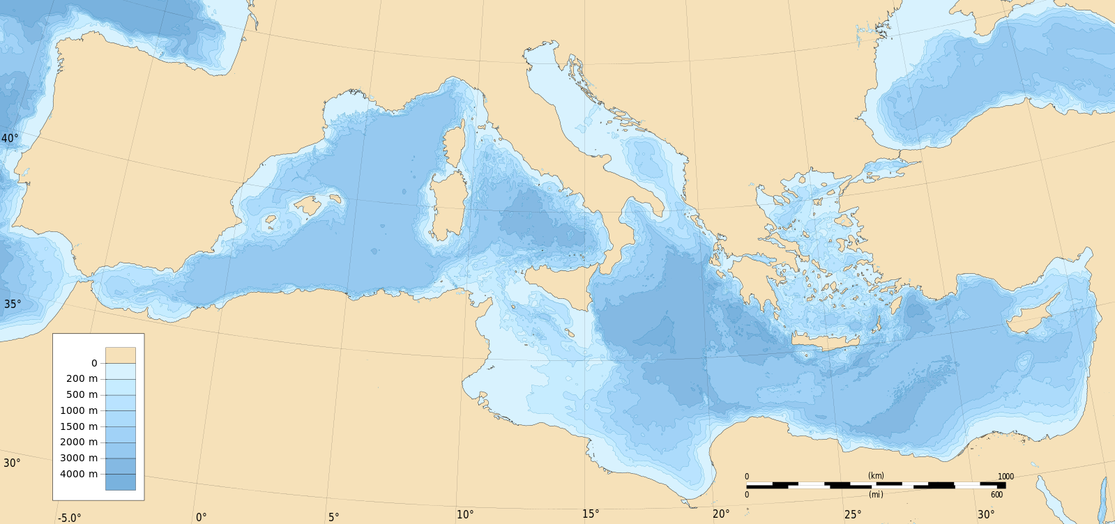 Карта течений средиземного моря