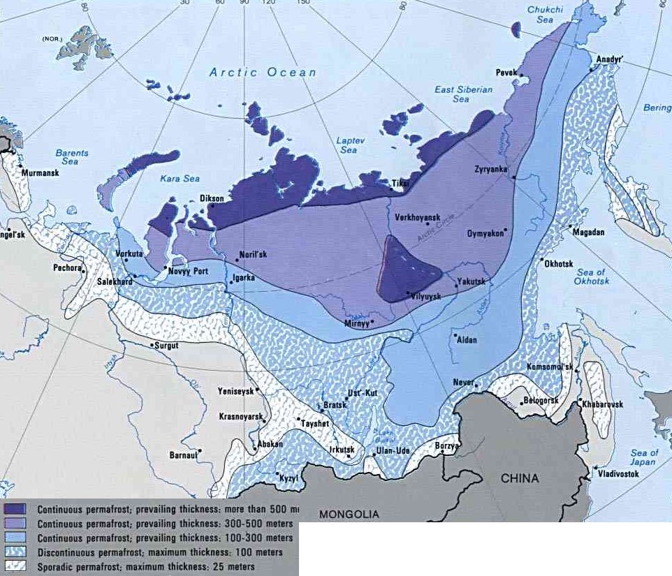 Многолетняя мерзлота занимает в россии более 60