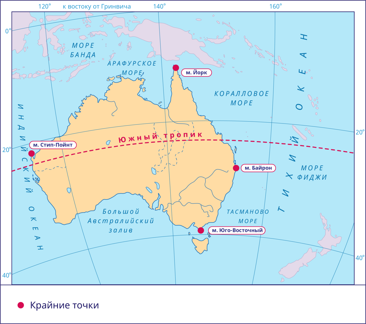 Географические координаты крайних точек австралии 7. Крайние точки Австралии на карте. Мыс стип Пойнт на карте Австралии. Крайние точки Австралии на контурной карте. Мыс Байрон Австралия.