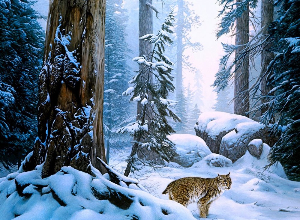 Зимний лес живопись
