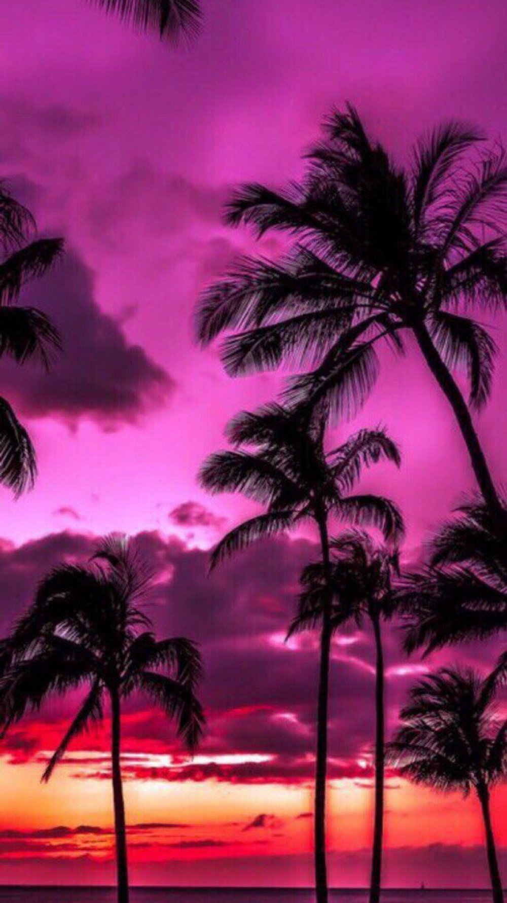 Фиолетовая картинка с пальмами