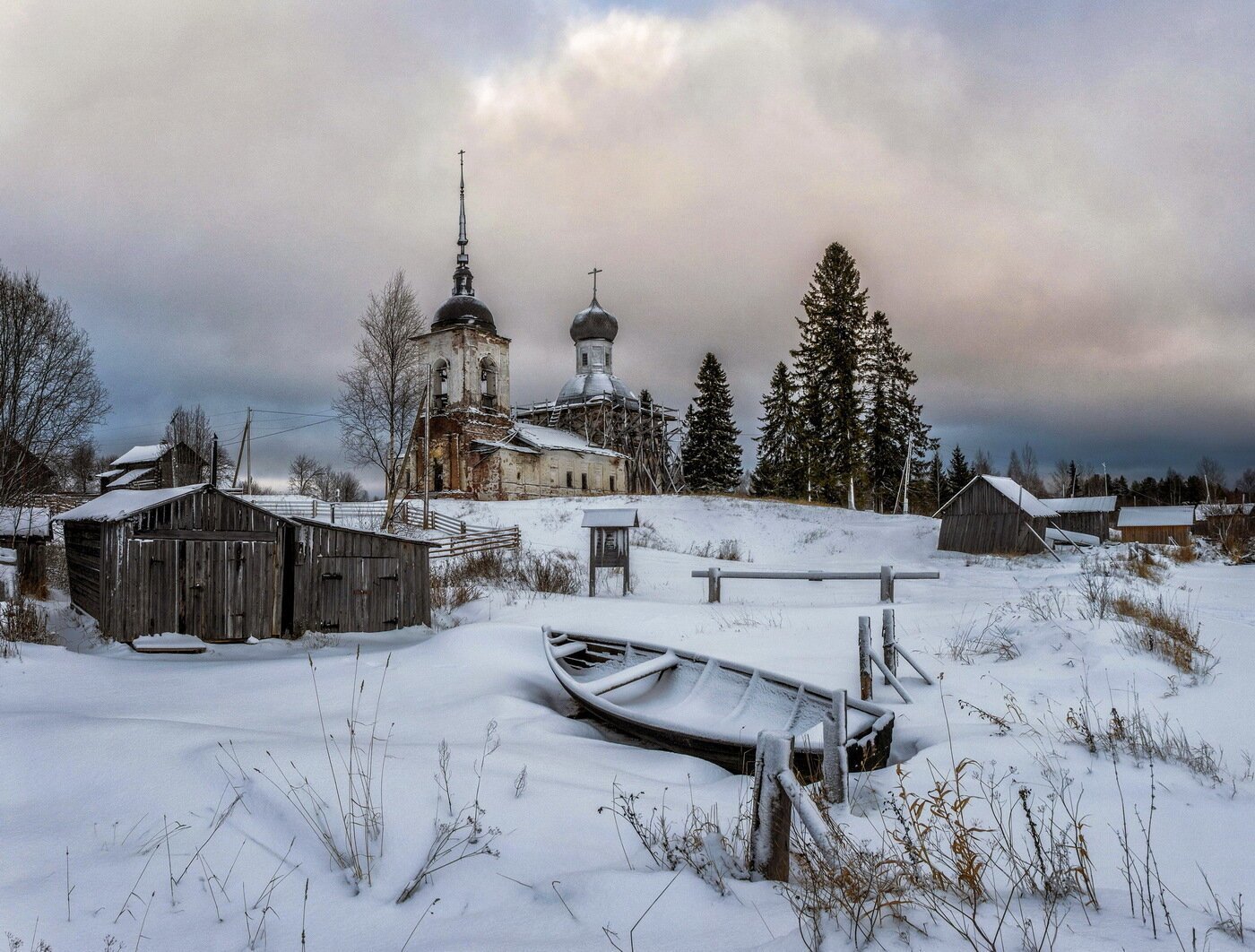 Зимний сельский русская деревня