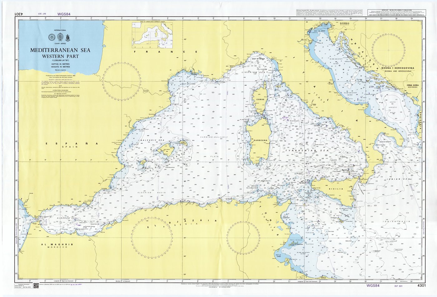 Карта глубин средиземного моря