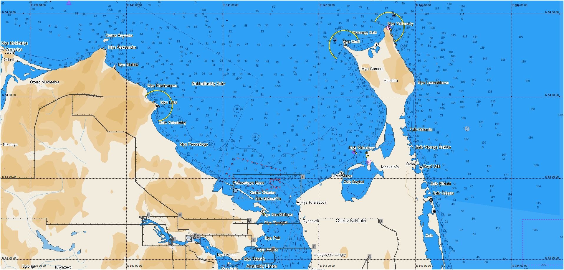 Карта сахалина заливы. Карта глубин пролива Невельского. Карта глубин Сахалина подробная. Залив Анива карта глубин. Залив Байкал Москальво Сахалин.