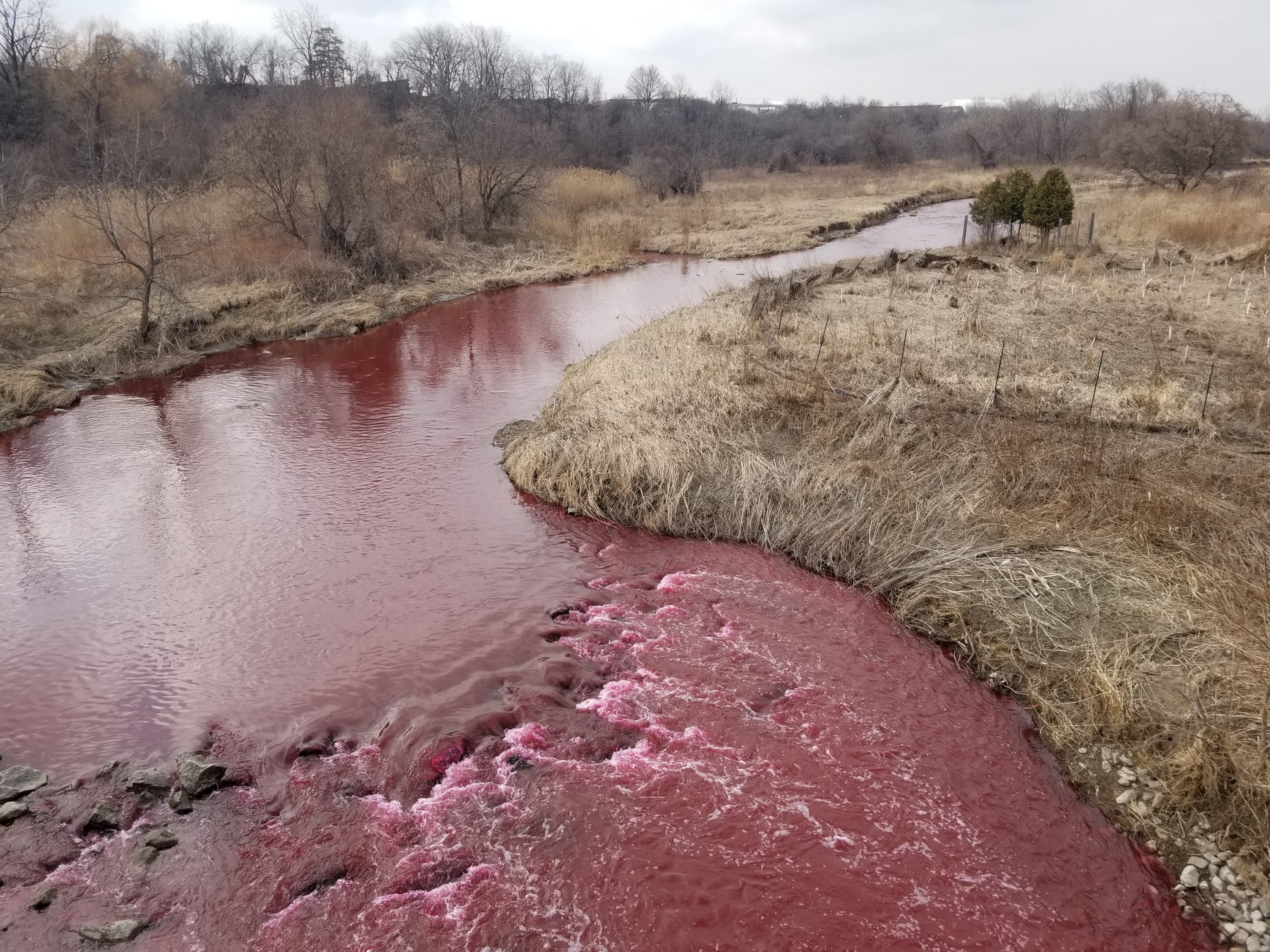 Река с красной водой. Красная река. Кровавое озеро.