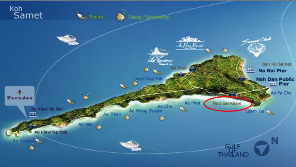 Остров Самет на карте
