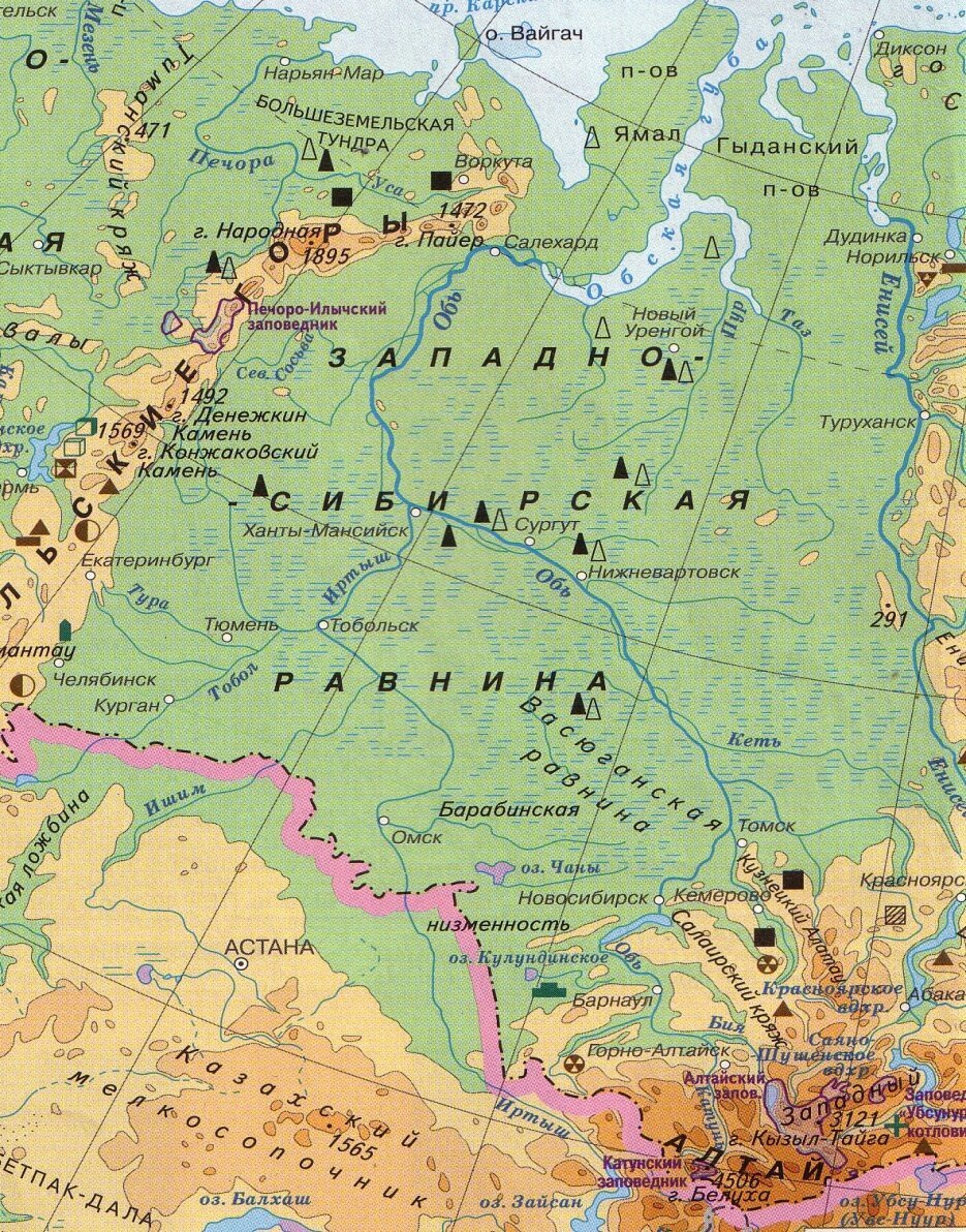 Карта средней и северо восточной сибири. Западно Сибирская низменность на карте. Западно-Сибирская низменность на карте России. Низменности Западно сибирской равнины на карте. Физическая карта Западной Сибири.