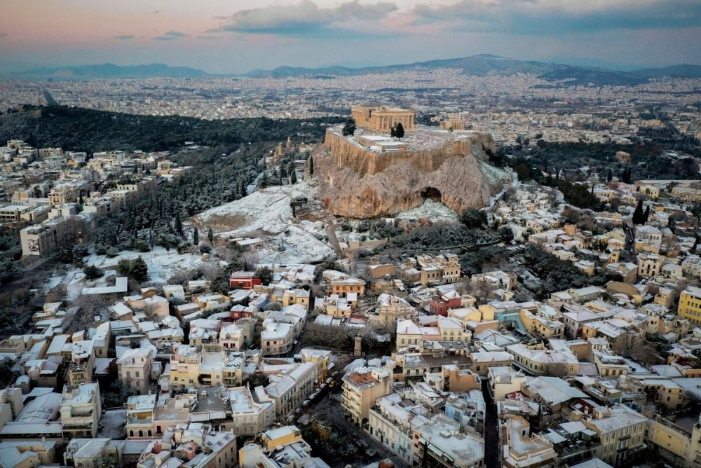 Афины Акрополь зимой