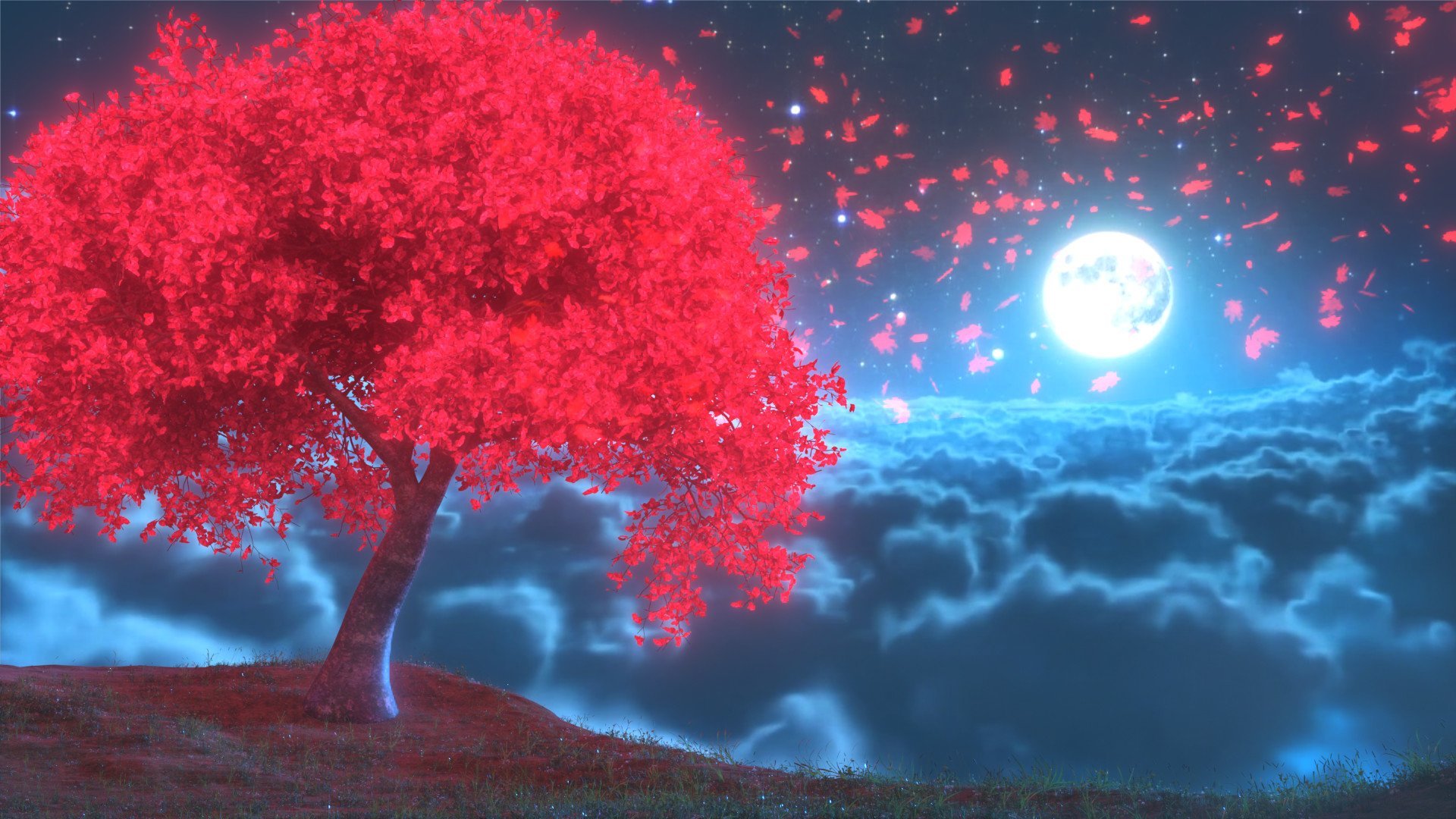 Сон красивые деревья. Сакура дерево. Дерево ночью. Сакура арт дерево.