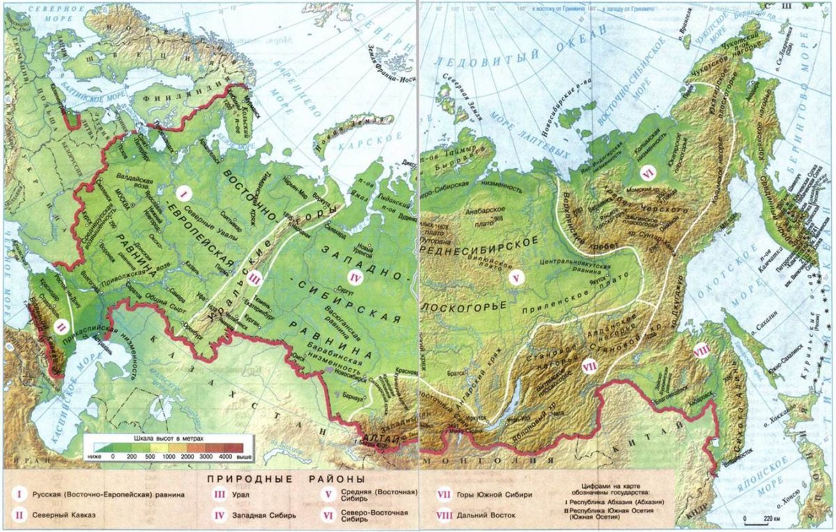 Физическая карта россии западно сибирская равнина