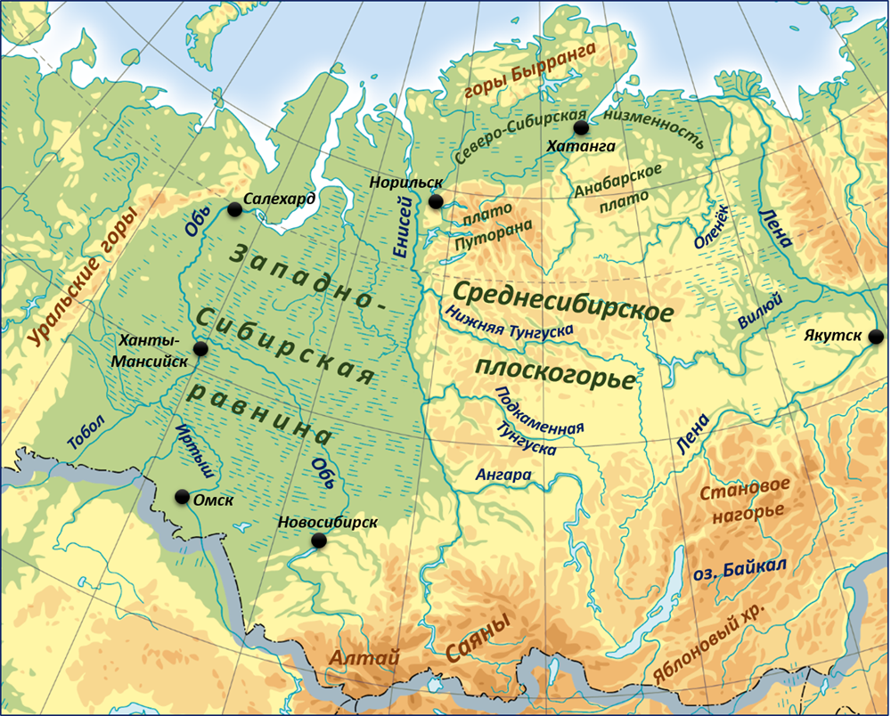 Западно-Сибирская низменность на контурной. Западно-Сибирская низменность на карте России. Среднесибирское плоскогорье и Западно Сибирская равнина на карте. Западно-Сибирская низменность на контурной карте.