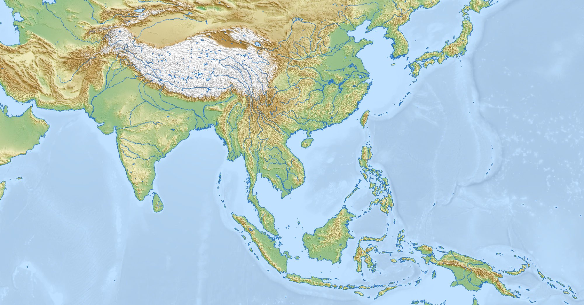B c asia. Asia physical Map. Полуострова Азии. Физическая карта Азии. Полуострова Евразии.