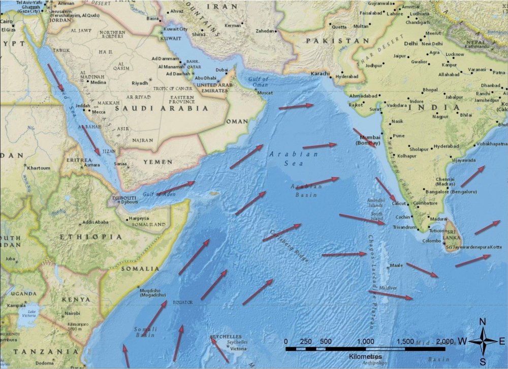Персидский залив на карте индийского океана