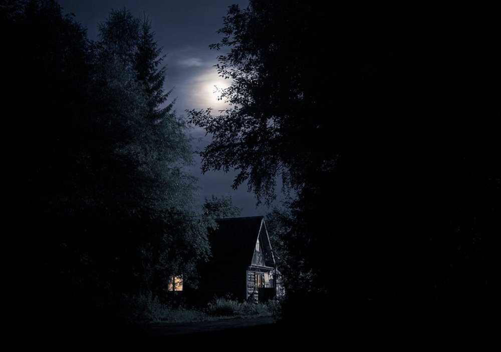 Домик в ночном лесу