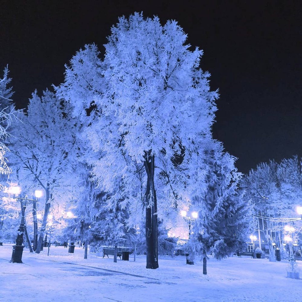 Зима город вечер Уфа
