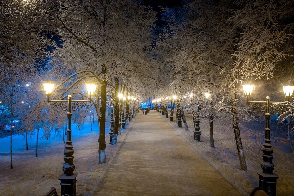 Вечерняя зимняя Уфа
