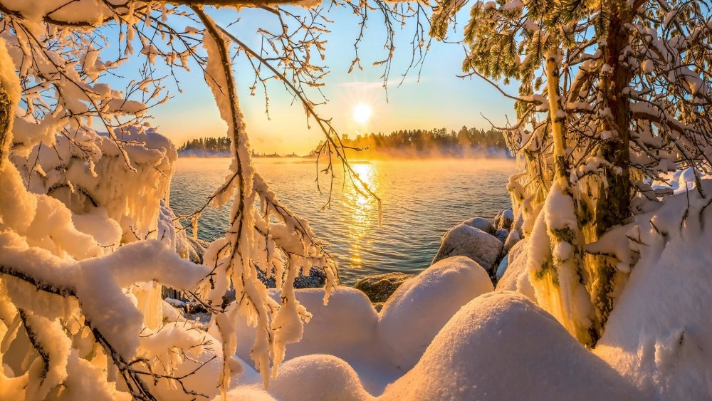 Озеро в Карелии зимой